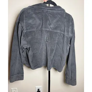 Aerie Lumberjack Gray Corduroy Shacket Style Shirt Size Large thumbnail 2