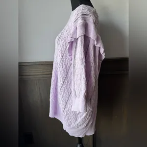 Design 365 Lilac purple Cable Knit Women's Sweater 3/4 sleeves 2X thumbnail 3