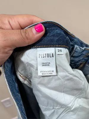 Pistola Distressed Patched High Rise Jeans Light Wash Size 26 EUC thumbnail 7