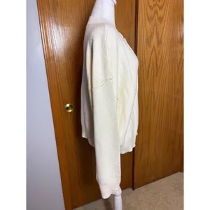 Blu Pepper Cream Waffle Knit Button Front Cardigan Sweater Womens L thumbnail 4