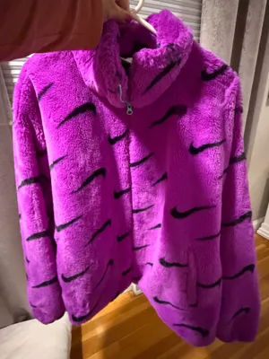Nike Fur Coat Faux purple and black swoosh thumbnail 1