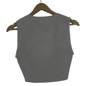 Babaton Sculpt Knit Ribbed Tank Top Solid Cropped Grey Minimalist Size M thumbnail 3