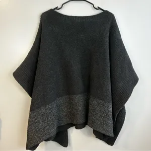Barefoot Dreams CozyChic Coastline Grey Pullover Poncho One Size thumbnail 10