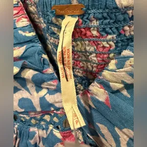 Free People Sacha Mini Babydoll‎ Dress Blue Pink Floral Open Back Boho Small New thumbnail 9