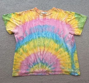 Vintage Oh Chas Rainbow Tie Dye T-Shirt 1X Made in USA Single Stitch 90s Boho thumbnail 1