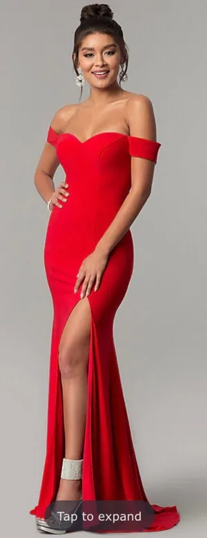 PromGirl Red Off the Shoulder Dress thumbnail 1