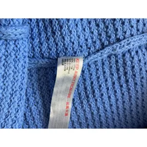 Free People FP Beach Blue Knit Wide Leg Pants XL Textured Cotton Cropped Pants thumbnail 7