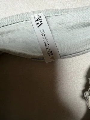Zara Light Wash Denim Pointed-Hem Crop Cami thumbnail 7