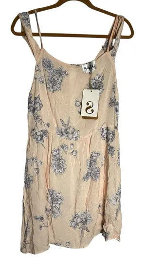 NWT Sabo Skirt Floral Print‎ Unlined Floral Print Mini Dress Size Large thumbnail 1