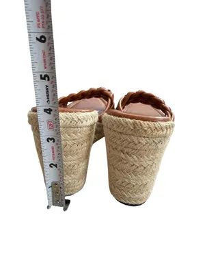 TAN Braided Leatherette Espadrilles Wedges Size 10 thumbnail 2