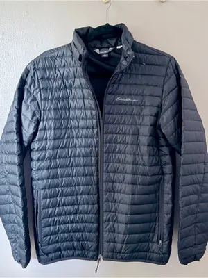 Eddie Bauer Microlight Down Zip Up Puffer Jacket Black Small thumbnail 1