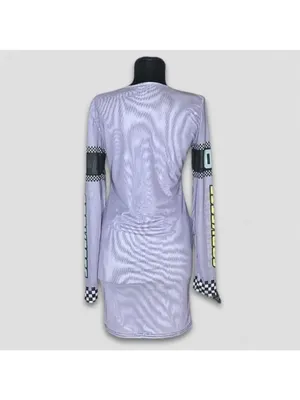 General Motors Corvette Graphic Mini Bodycon Dress Purple M thumbnail 2