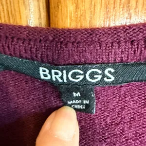 Briggs New York Size‎ 8 Plum Knit Cardigan Sweater set with Black Lace tank atttached. thumbnail 2