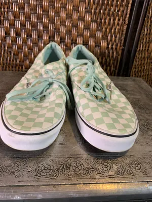 Vans Green and White Sparkly Checked Low Tops Size 11 thumbnail 3
