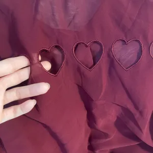 L'ATISTE Cute Kawaii Burgundy Button-Up back heart shaped cutout Blouse thumbnail 2