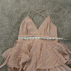 Style Rack Pink Textured Ruffle Tiered‎ Mini Dress Spaghetti Strap Size Medium thumbnail 9