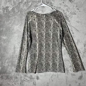 Norma Kamali Snakeskin Print Long Sleeve‎ Top Y2K Animal Print Size XL Stretchy thumbnail 3