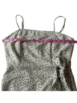 Altar'd State Sage Green Leopard Print Wrap Mini Dress thumbnail 5