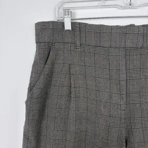 American Eagle Poppy Trouser Wide Leg Grey Plaid Academia Career Pant Size 12 thumbnail 5