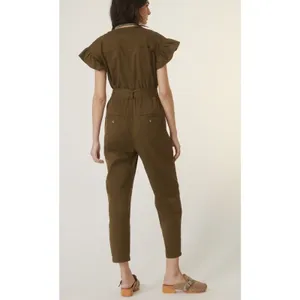 Anthropologie Tapered Ruffle Jumpsuit Size M thumbnail 2