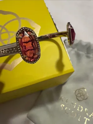 Kendra Scott Silver Open Cuff Bracelet with pink Stone Ends thumbnail 6
