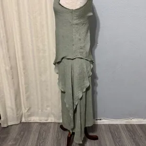 Exist Womens Maxi Dress S Sage Green‎ Textured Layered Asymmetrical Cottagecore thumbnail 7