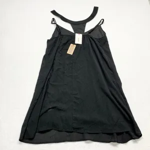 Entro‎ T-Back Mini Dress Womens Size L Black Boho Strappy Summer Crepe D7720 thumbnail 7