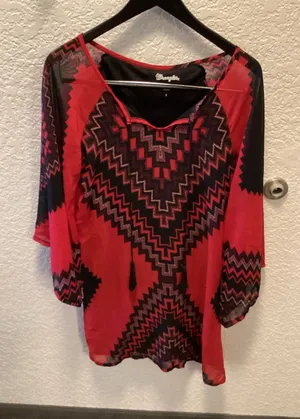 Wrangler Red and Black Zigzag Mini Dress thumbnail 1