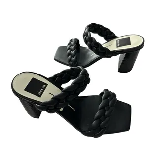 DOLCE VITA Paily Braided Slide-on Mule Sandal Heels Sz 6 Black Vaca Party thumbnail 4