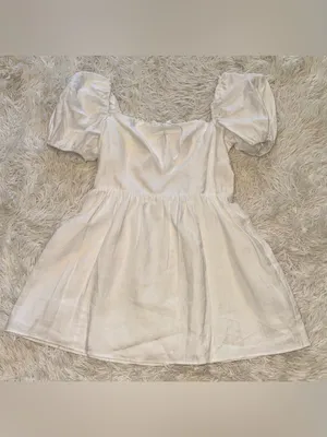 NEW Reformation Malvina White Linen Puff-Sleeve Mini Dress sz 12 thumbnail 4