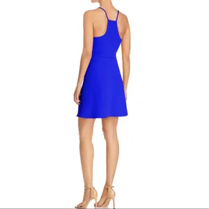 Amanda‎ Uprichard NEW $189 Women's Cobalt Blue Tie Wrap Mini Dress Sz Large thumbnail 2