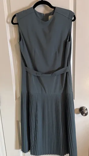 Monttotto Women's Green Pleated Dress Size Medium Work Wear Korean Designer thumbnail 1