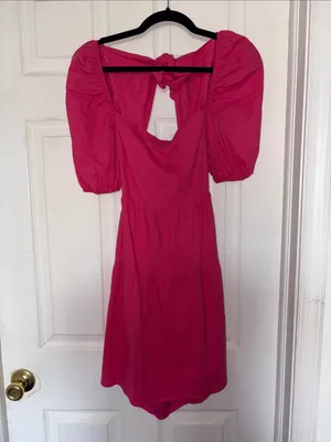 Hello Molly Best Weekend Tie Back Puff Sleeve Dress Pink Size 6 thumbnail 6