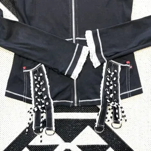 Rare Skelanimals x TRIPP NYC Black Bunny Ears Zip Up Hoodie Size Large thumbnail 8