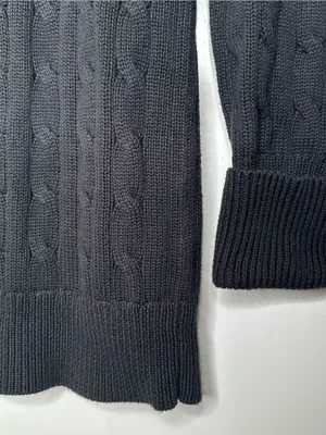 Ralph Lauren Sport Black Cable Knit Turtleneck Sweater Size Medium thumbnail 6