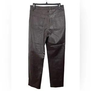 Aritzia Wilfred Melina Pant Snakeskin Croc Faux Vegan Leather Dark Brown‎ Size 8 thumbnail 2