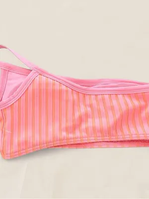L*Space One Shoulder Bikini Top Pink Orange Ribbed Malibu Swim | small new thumbnail 5