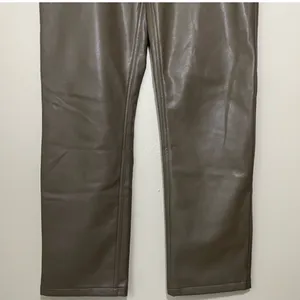 NWT Abercrombie and Fitch The 90s Straight Leg High Rise Vegan Leather Pants 2S thumbnail 3