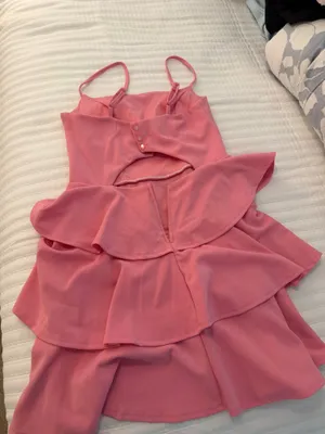 Pink ruffle mini dress thumbnail 2