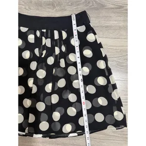 Ann Taylor 100% Silk Midi Skirt Size 2 Black White Polka Dot Pleated‎ A-Line Mod thumbnail 7