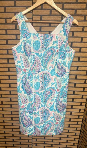 Talbots Pink And Blue Paisley‎ Print Dress Size 10P thumbnail 1