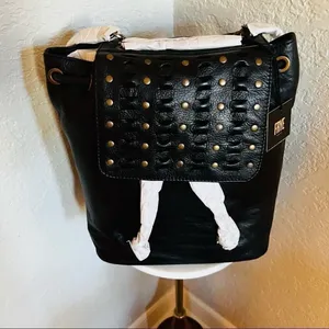 Frye Jade‎ Studded Leather Backpack, ADJUSTABLE Chain/Leather Strap, Black, NWT thumbnail 4