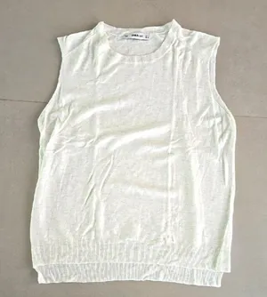 New Zara Knit White Sleeveless Vest Top thumbnail 1