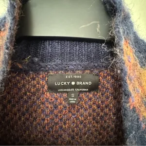 Lucky Brand Wool Blend Boho Longline lona Cardigan Brown/Navy Size Small thumbnail 6