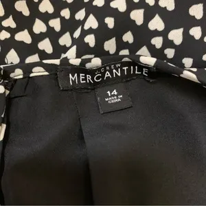 J Crew‎ Mercantile Black White Heart Print Long Sleeve Dress 14 Elastic Waist thumbnail 7
