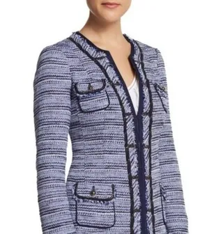 White House Black Market Blue and Black Tweed Jacket thumbnail 14