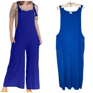 Oh My Gauze! Sabina Size 3 XXL‎ Wide Leg Overalls Romper Jumpsuit Blue Cotton thumbnail 2