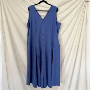 NWT Montgomery Post Blue Sleeveless Button Front A-Line Dress 3X thumbnail 2