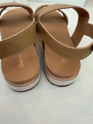 Quince Italian Leather Platform Sandals Sz 7 Strappy Comfort Cashew thumbnail 7