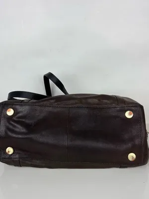 FOSSIL Gwen Shopper Tote Chocolate Brown Leather/Suede Shoulder Bag Convertible thumbnail 8